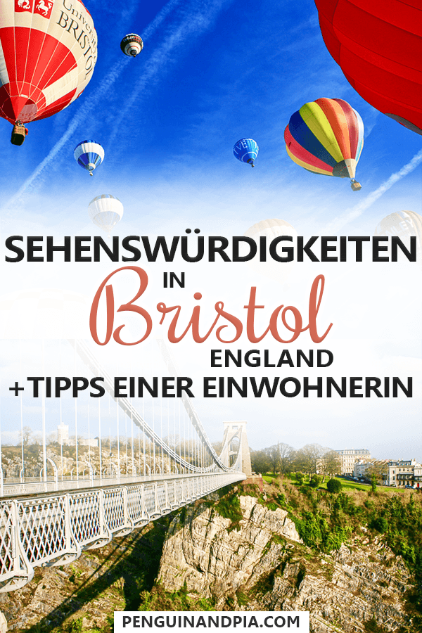 Fotocollage mit Heißluftballons und Brücke von Bristol mit Text in der Mitte 